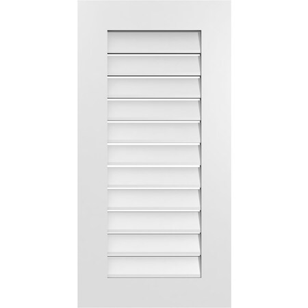 Ekena Millwork Vertical Surface Mount PVC Gable Vent: Functional, w/ 3-1/2"W x 1"P Standard Frame, 18"W x 36"H GVPVE18X3601SF
